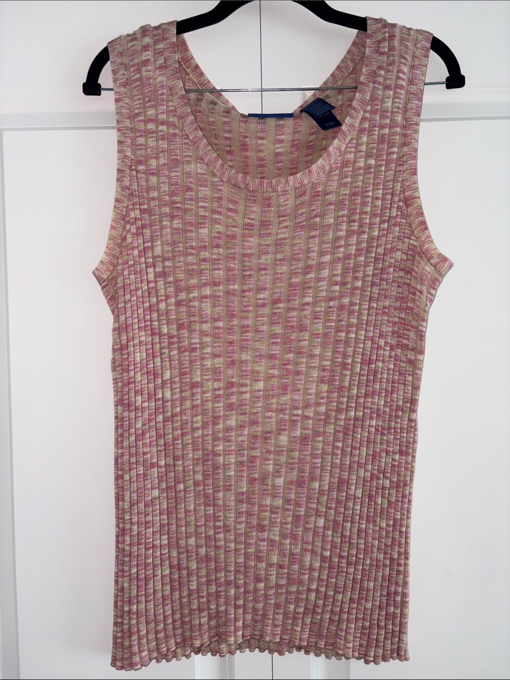 JH Collectibles Size 1X Sleeveless Ribbed Knit Tank Top - Pink Cream